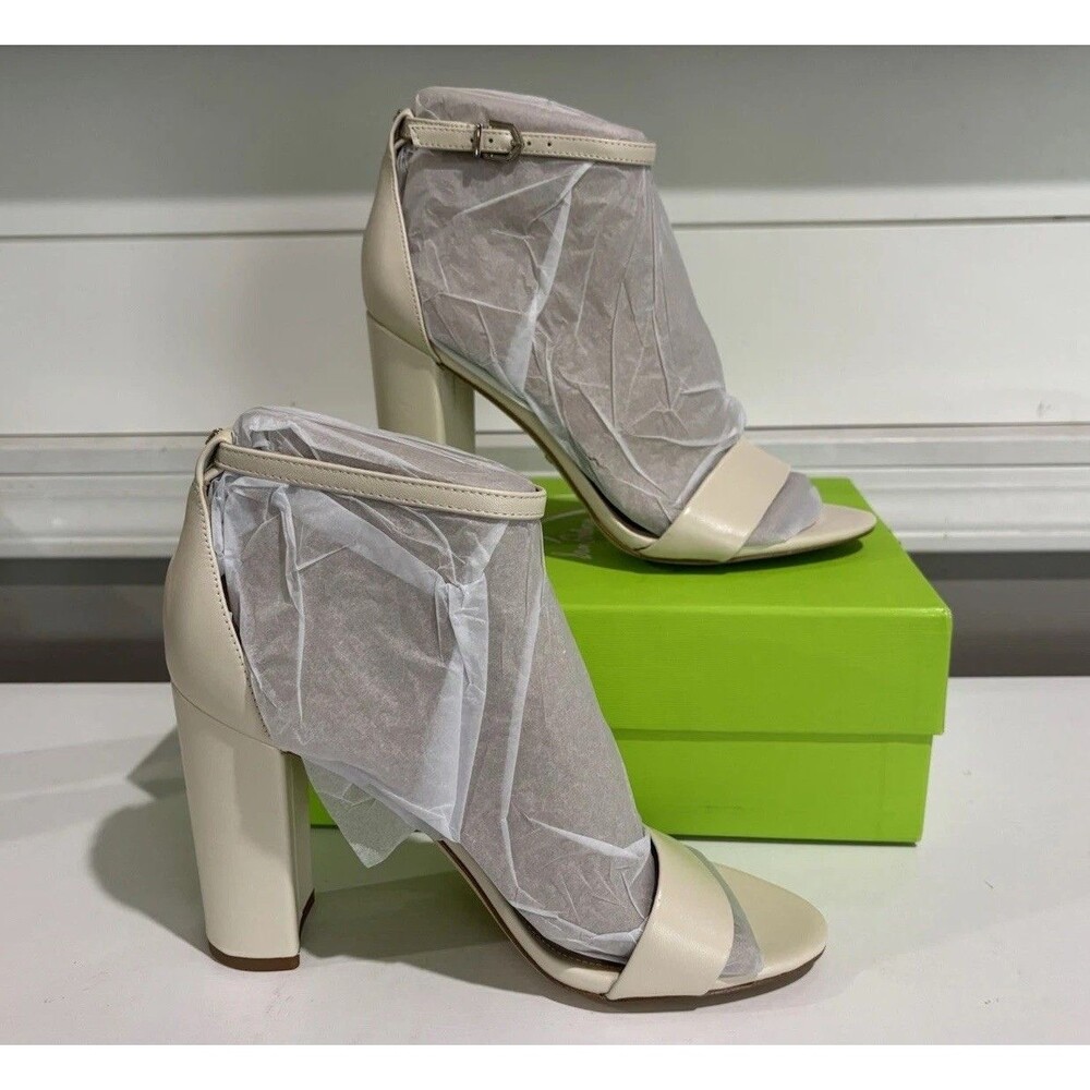 Sam Edelman Women's Yaro Block Heel Sandals Ivory Leather Size US 9